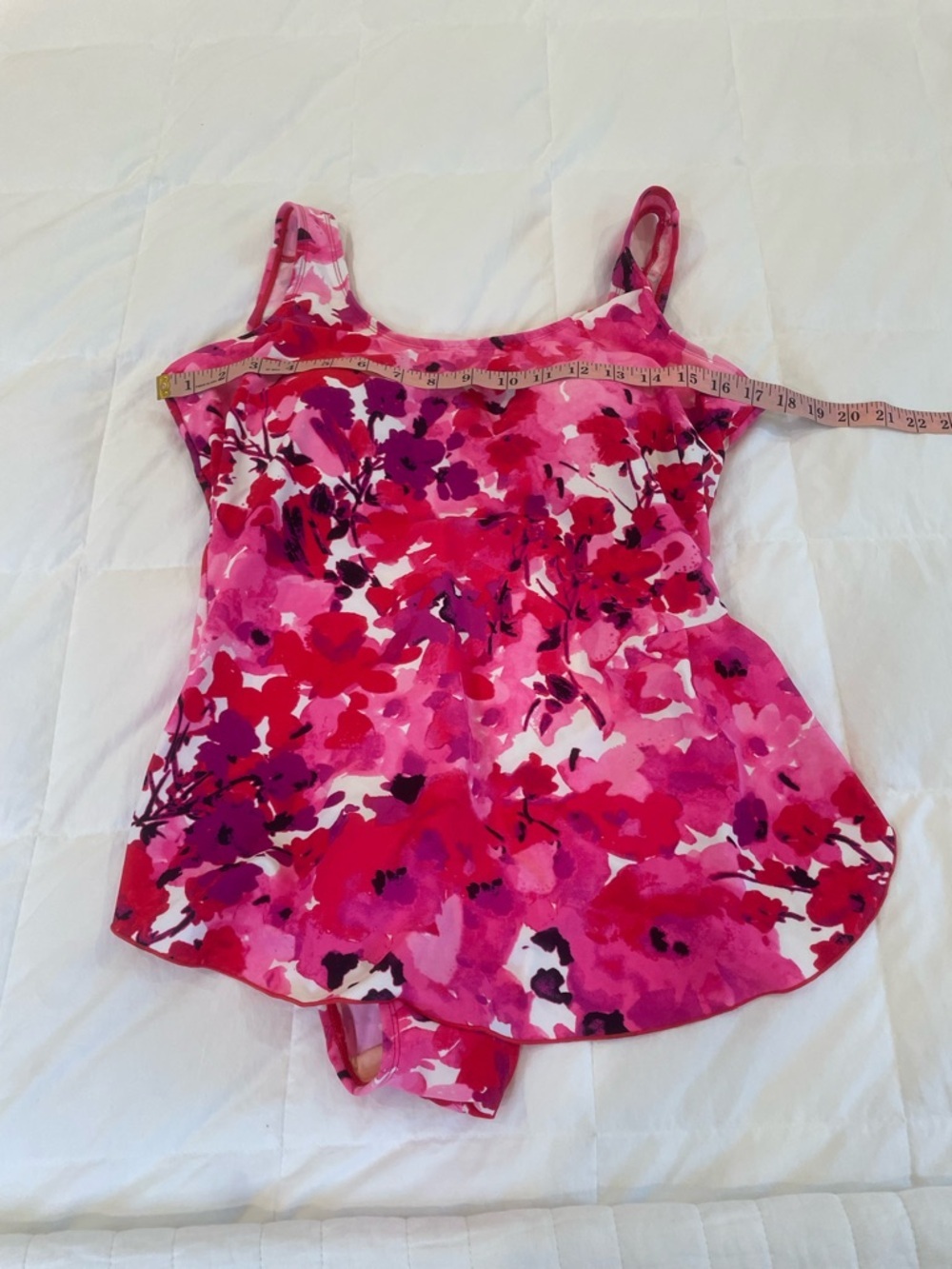 Shore Shapes Size 14 One Piece Swimsuit Pink with Faux Wrap Looking Skirt - Picture 6 of 13